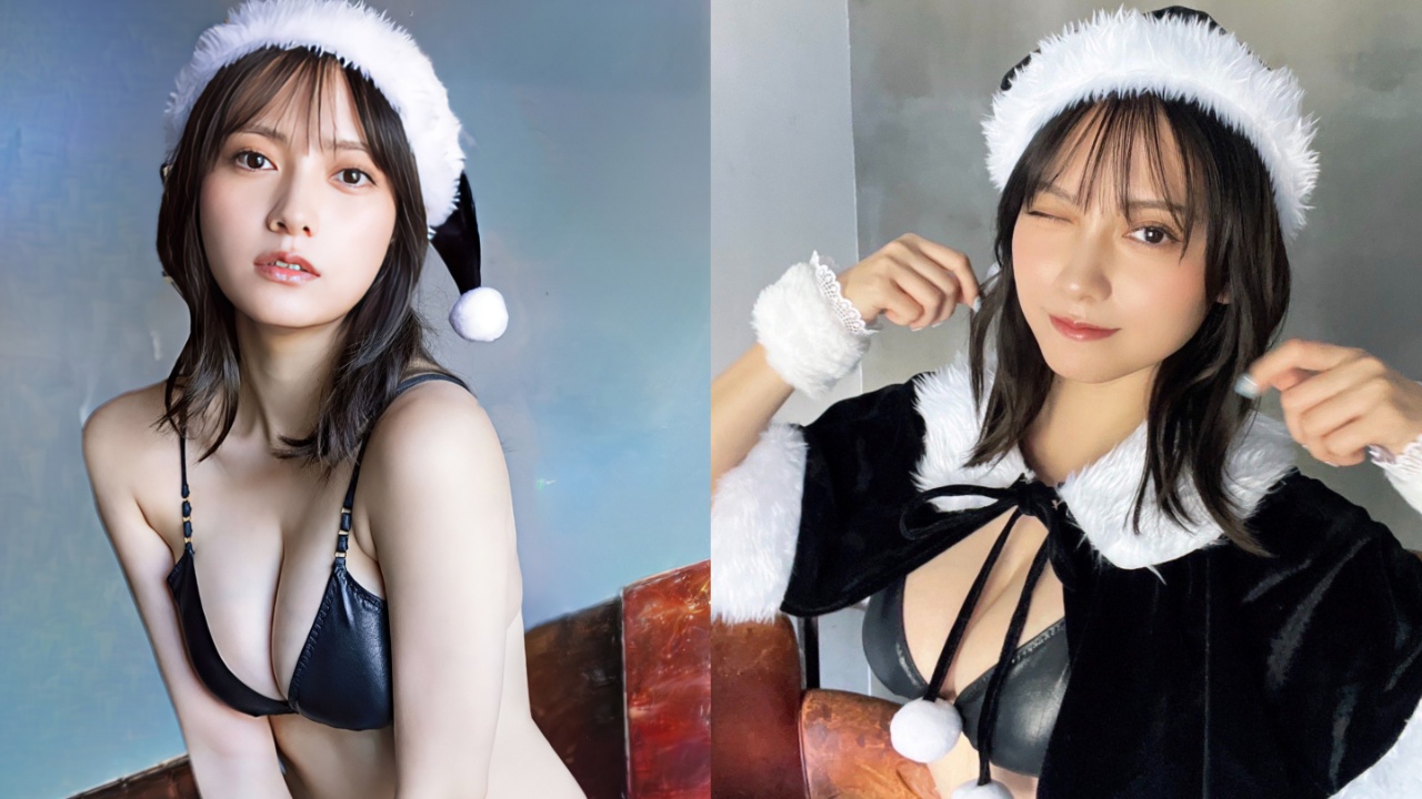席捲各大雜誌封面!巨乳女星桃月梨子黑色性感聖誕裝登場